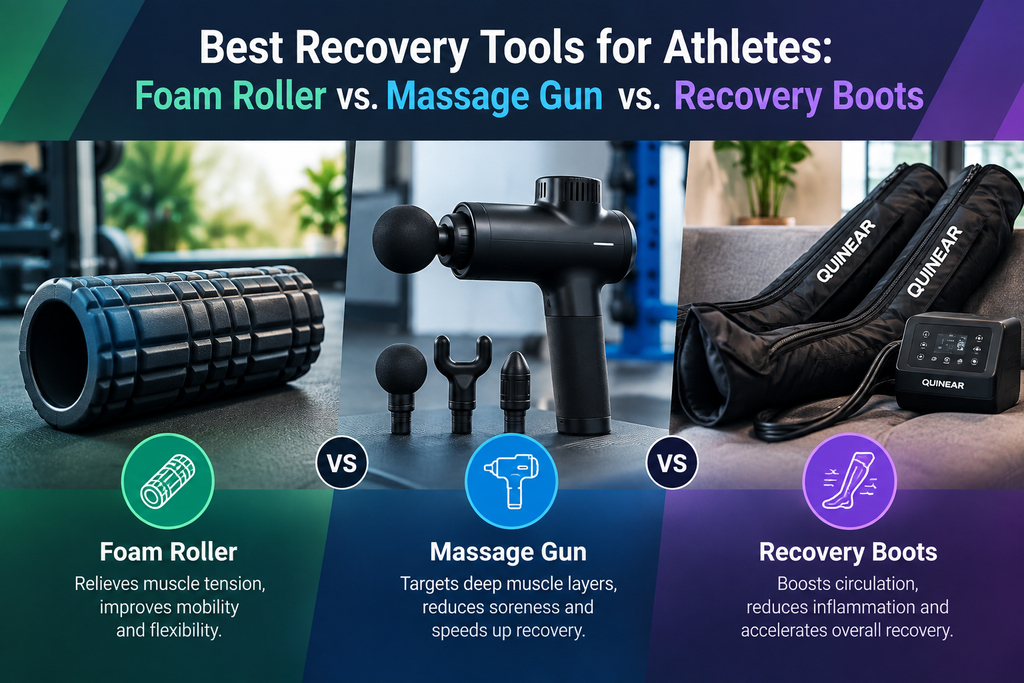 Foam roller, massage gun, and recovery boots compared for athletes